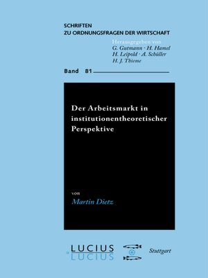 cover image of Der Arbeitsmarkt in institutionentheoretischer Perspektive